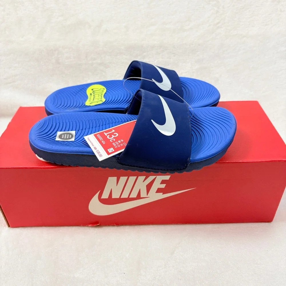 Nike‎ Kawa Slide Kids Sz 13 C Blue Void Sandals 819352-404 New in Box